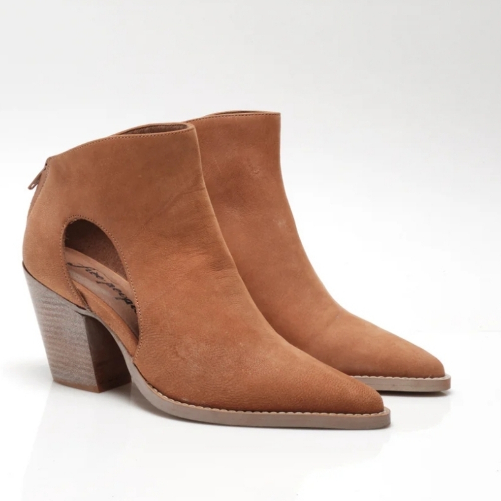 Free People Cognac Suede Cutout Ankle Booties - Picture 4 of 4